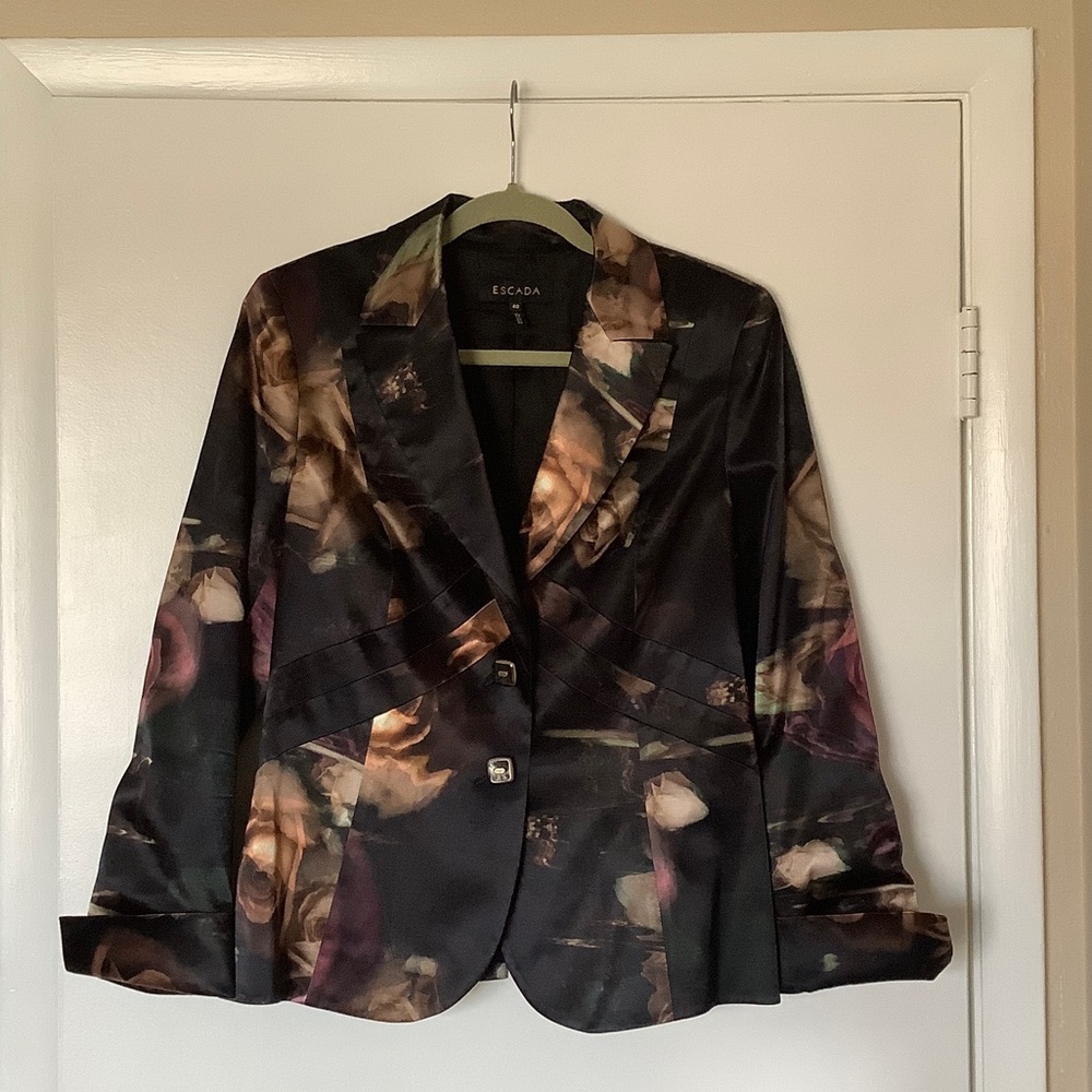 Escada Women's Floral Blazer - Black and Brown